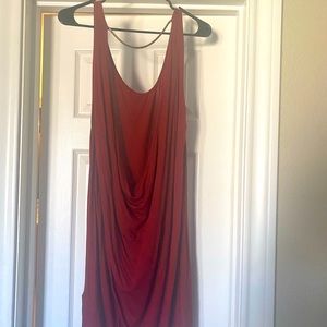 Nice burgundy dress with gold chain attached on the back!